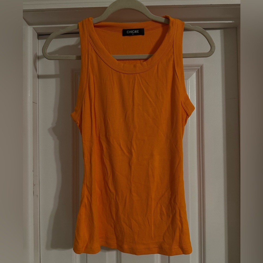ChicMe Women's Orange Ribbed Tank Top